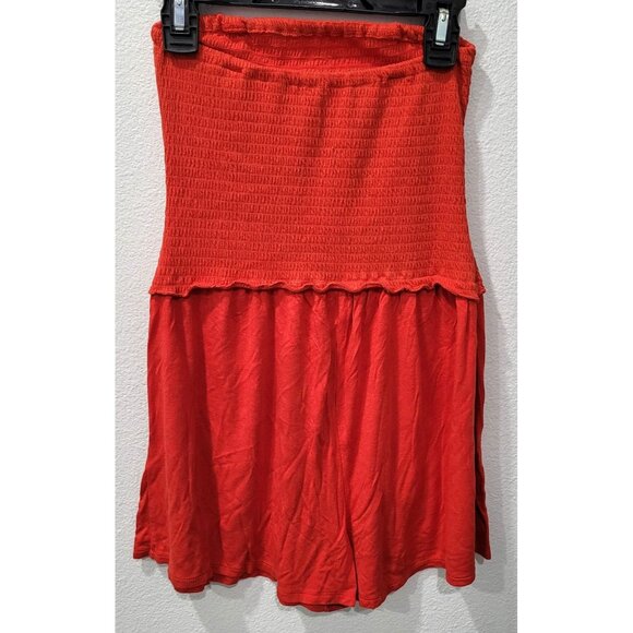 Womens Red Smocked Sleeveless Romper Size S - Picture 4 of 7